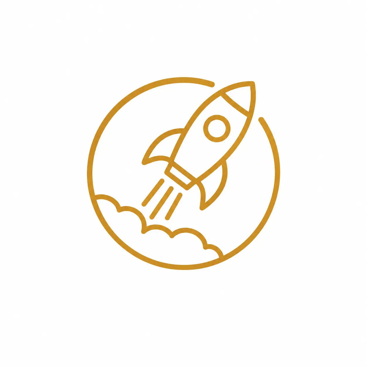 . A rocket ship soaring through a clear blue sky, symbolizing the launch of an SEO campaign.