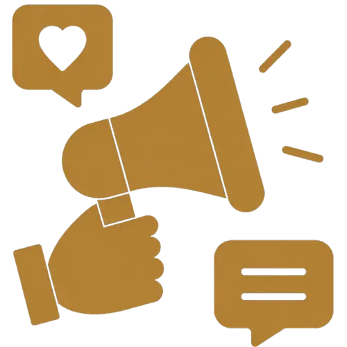 . Megaphone icon representing content marketing strategies and communication outreach.