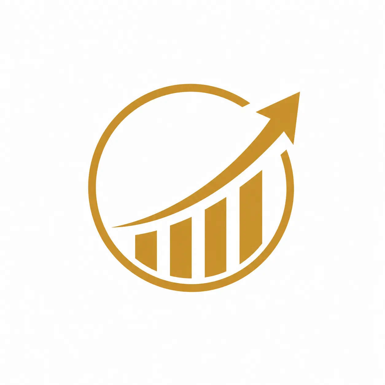  Gold and white logo featuring an upward arrow, symbolizing growth and success in SEO optimization.